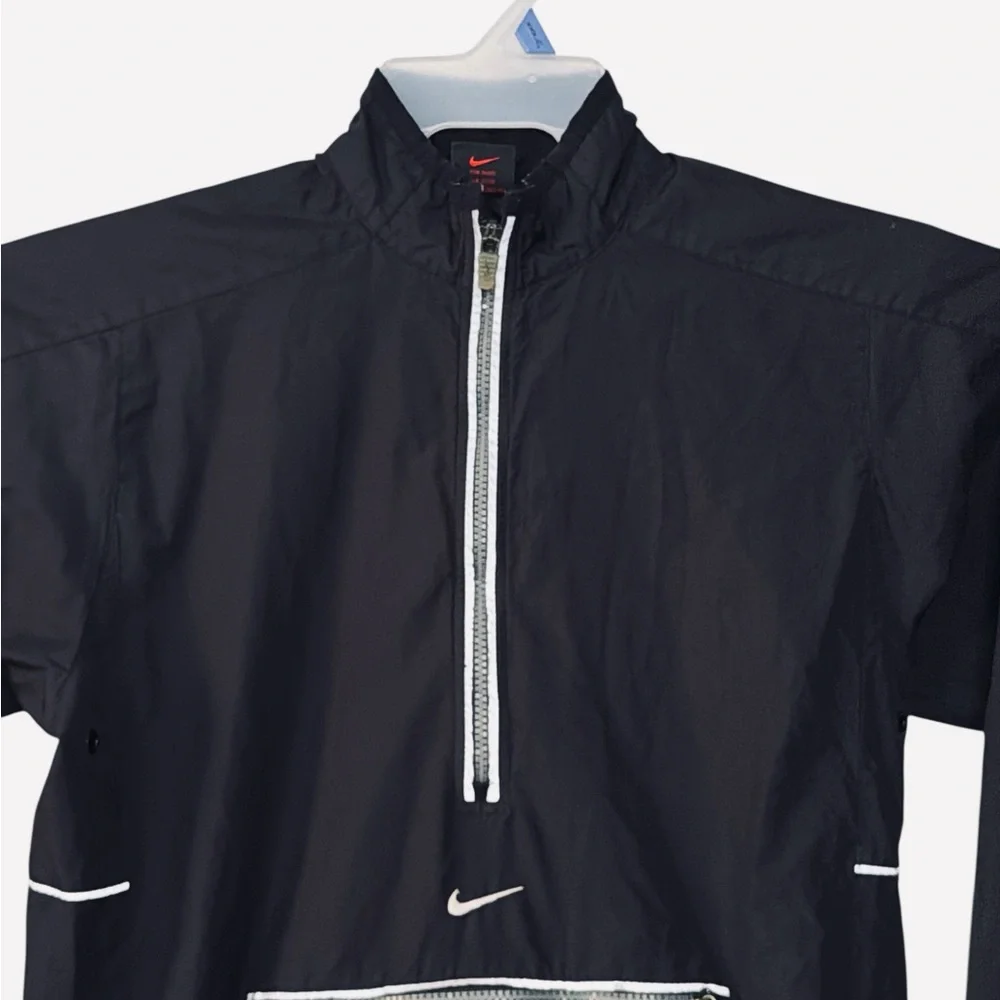 Nike Vintage 90s Mini Swoosh Black Half-Zip Anorak Windbreaker Youth Size S(4-6)